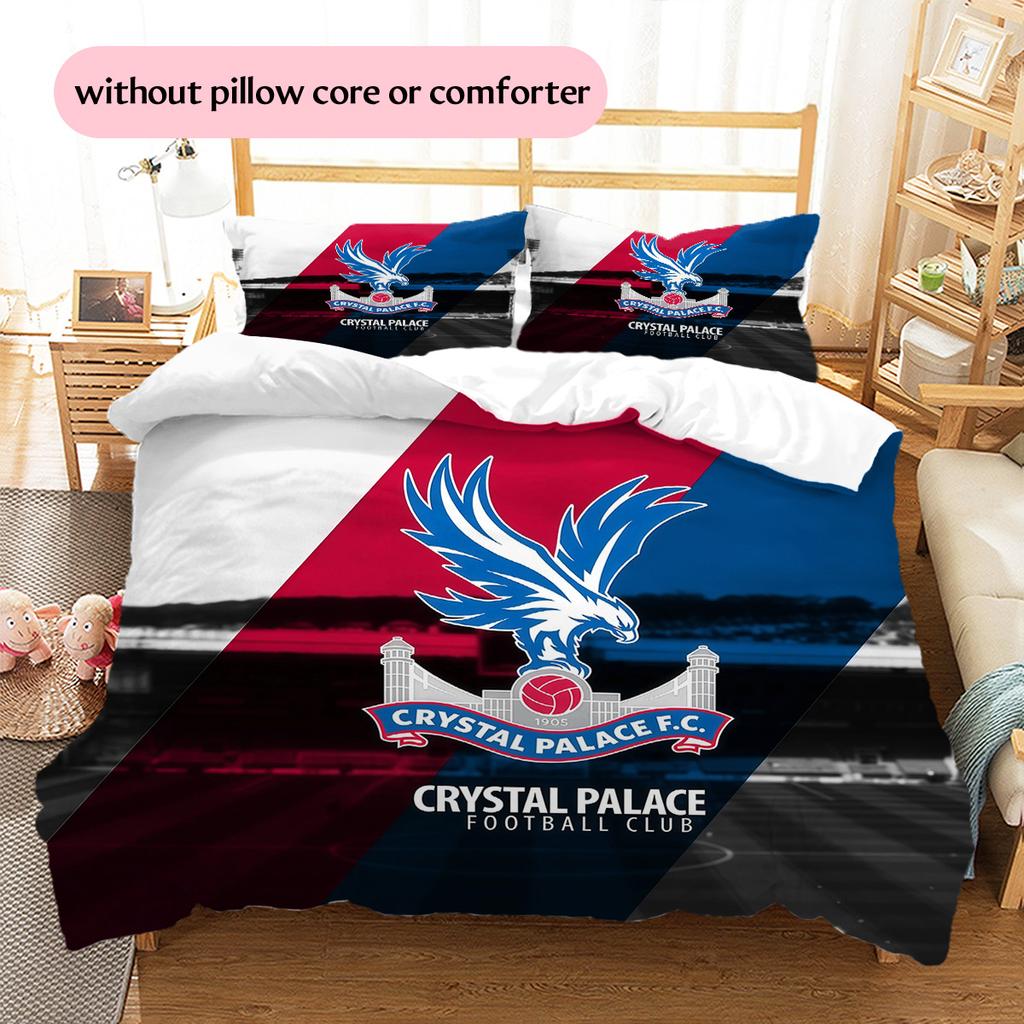 Crystal Palace F.C Pattern Bedding Quilt Set Home Decoration Gift (1 * duvet cover + 2 * pillowcase without core).xwn