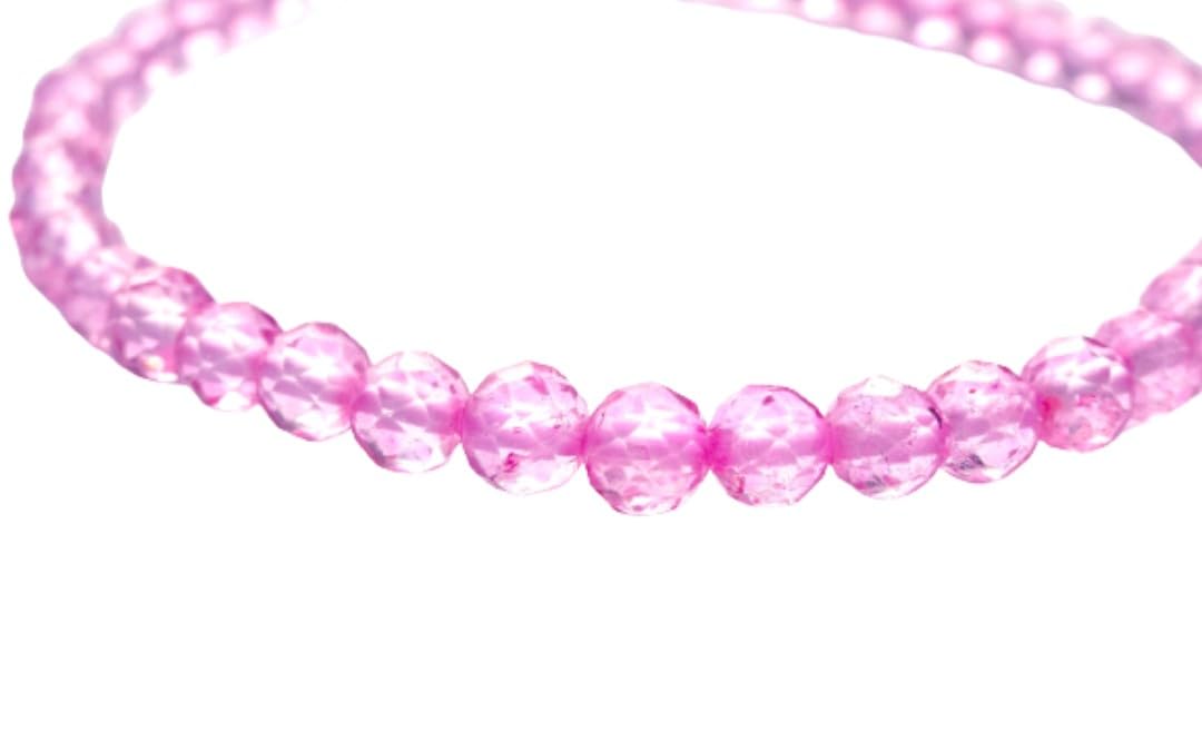 

Leaf Stone for Good Relationships and Pink Topaz Bracelet for Natural Power Round Cut Size 17cm [Amulet Happiness] Women, Stone, 4mm-5mm (For