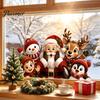 Christmas Gifts for Friends Window Stickers, Static Cling Santa Claus Snowman Reindeer Decals, Cute Animal Art Holiday Glass Clings Home Storefront