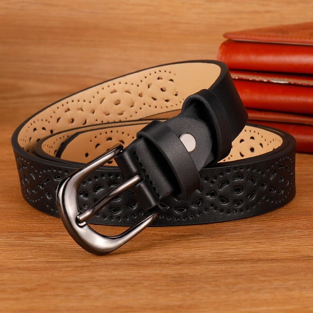 Hollow Vintage Pin Buckle Strap Genuine PU Leather Luxury Female Waist Belt  Jeans Accessories