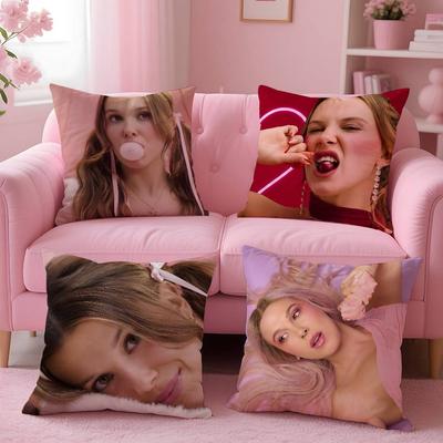 Actress M-Millie B-Bobby B-Brown Pillow Case Anti-dustmite Pillowcase Invisible Zipper Silky Plush Sofa
