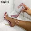 Fashion Eilyken Sexy Stiletto High Heels Women Sandals Fashion PVC Transparent Crystal Rhinestone Party Wedding Stripper Shoes