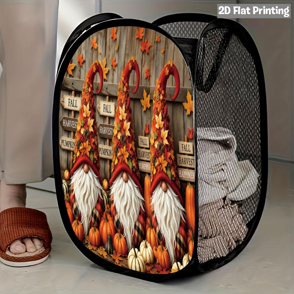 1Pcs Autumn Sunflower Pumpkin Series 3 Pop-Up Laundry Hamper Expandable Mesh Hamper Basket for Room Bedroom Bathroom Organization Contemporary Storage