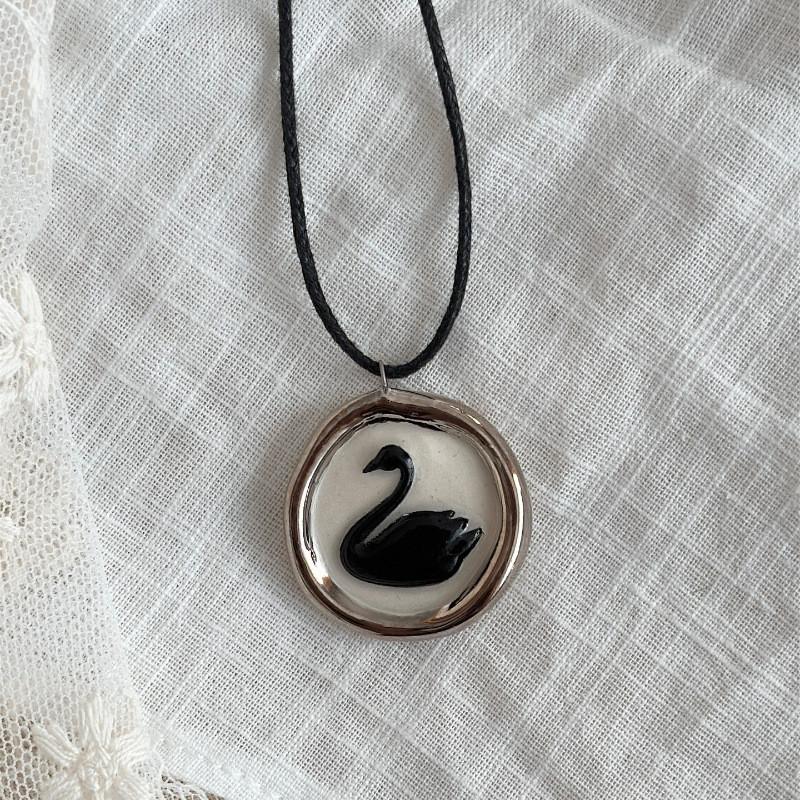 Roestvrijstalen Konijn Hanger Ketting Met Bloemenprints Voor Casual Vrouwen Zomer
