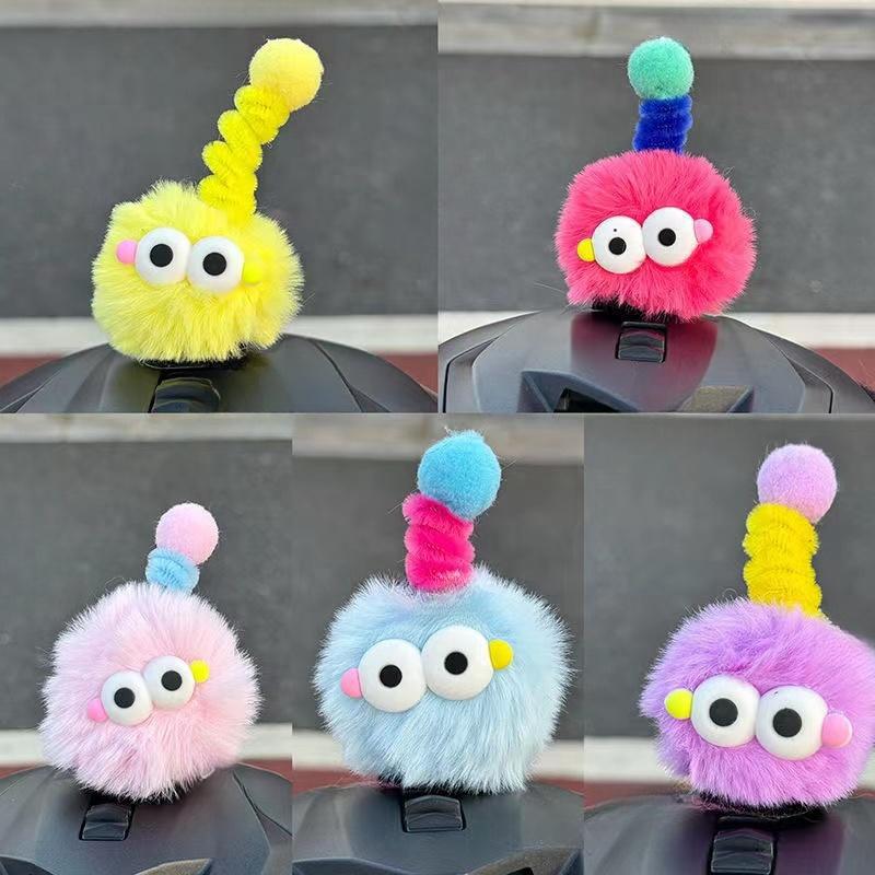 

Cute Pompom Little Soot Ball Helmet Ornament - Two-Piece Set 5*4 cm