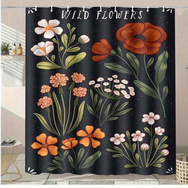 Morandi Creative Flowers Washable Dirt-Resistant Shower Curtain Shower Head waterproof Polyester Bath Curtain For Home Decor