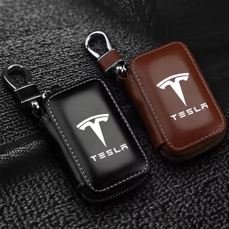 Car Sticker 2025 Hot Car Key Wallet Housekeeper Key Case Small Card Bag Key Organizer for Tesla Model 3 Y X S P100D P85D 200 log
