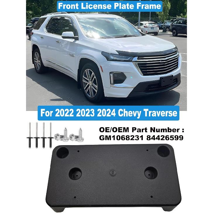 FASTCHE Front License Plate Frame Compatible with 2022 2023 Chevy Traverse & 2024 Traverse Limited Front Bumper License Plate Holder Mounting Bracket