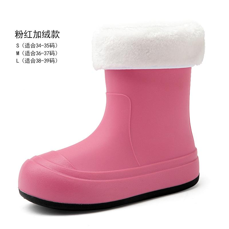 Fashion Women's Rain Shoes Wear Waterproof and Non-slip Cotton Warm Rain Boots Thick-soled Wear-resistant Rubber Shoes