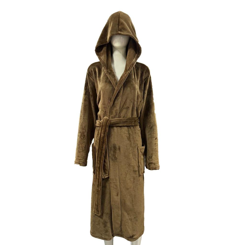 Couples' Casual Flannel Hooded Bathrobe Pajamas