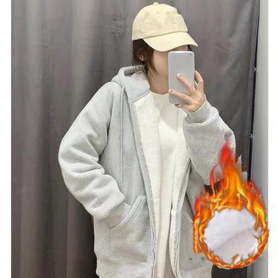 Campus Style Large Size Thickened Young and Middle-aged Jacket Women's Autumn and Winter Loose Warmth and Thin Solid Color All-match
