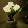 LED Tulip Flower Pot Light Indoor Decorative Night Light Warm Glow Ceramic Table Lamp Battery Operated