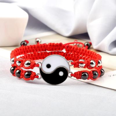 2Pcs/set Fashion Tai Chi Yin Yang Couple Bracelet Women Men Handmade Woven Black Red Rope Bangles Friendship Matching Lover Gift CDN