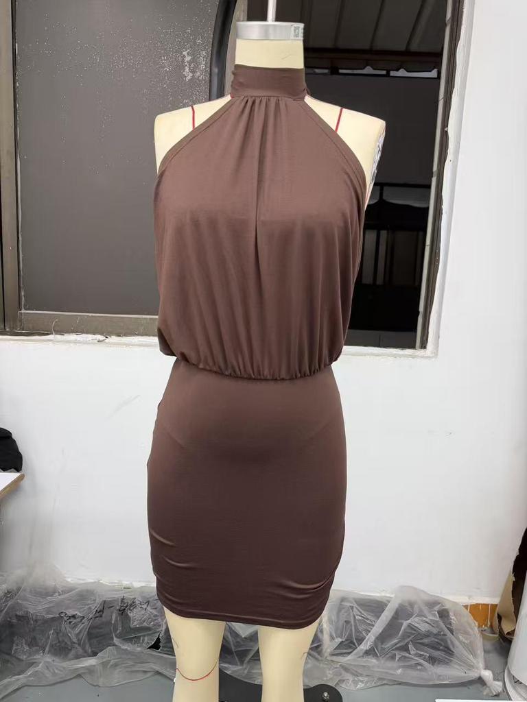 2026 European American Style Sleeveless Backless Halter Bodycon Dress - Sexy Strappy Women's Summer Fashion
