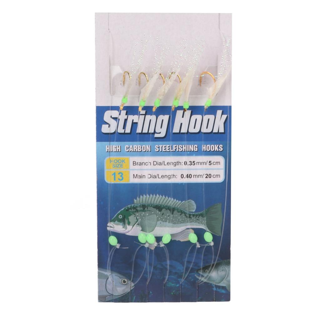 5 Sets Soft Fish Skin Fishing Rigs with Luminous Beads Fishing Lure Rigs Saltwater Fishing