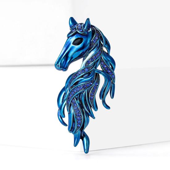 Horse Brooch Sparkling Rhinestones Inlaid Enamel Brooch Pin Clothes Hats Bags Badge Fashionable Accessory