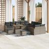 VidaXL Garden Sofa 13 Pieces with Cushions Grey Poly Rattan Acacia 3363108