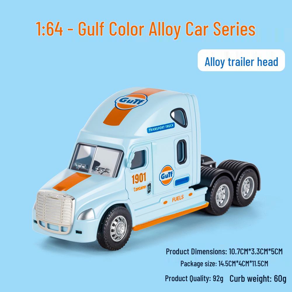 

(Boxed) 1:64 Gulf Version Alloy Container Truck Model - Small Trailer Ornament Toy.