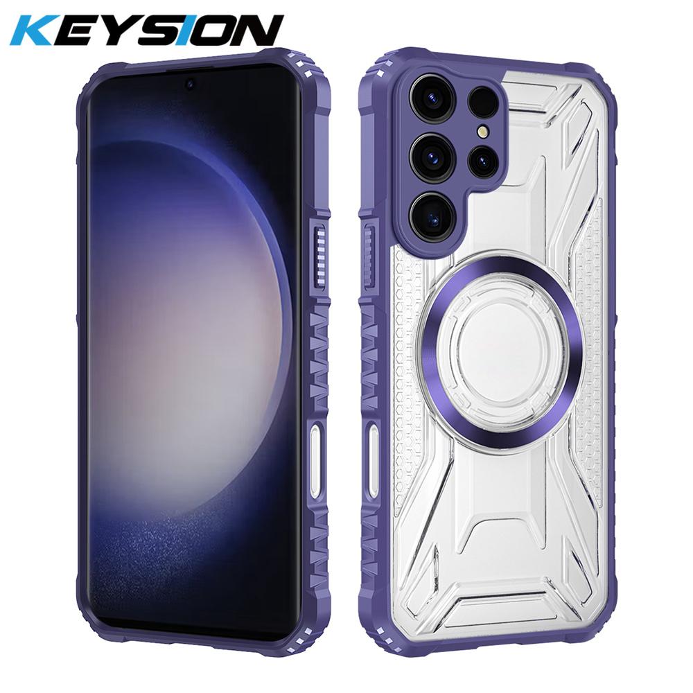 KEYSION Husă Magnetică Transparentă pentru Samsung S22 S23 Ultra 5G S23+ Husă Spate Telefon Antishock pentru pentru Galaxy S23 S21 S20 FE 5G