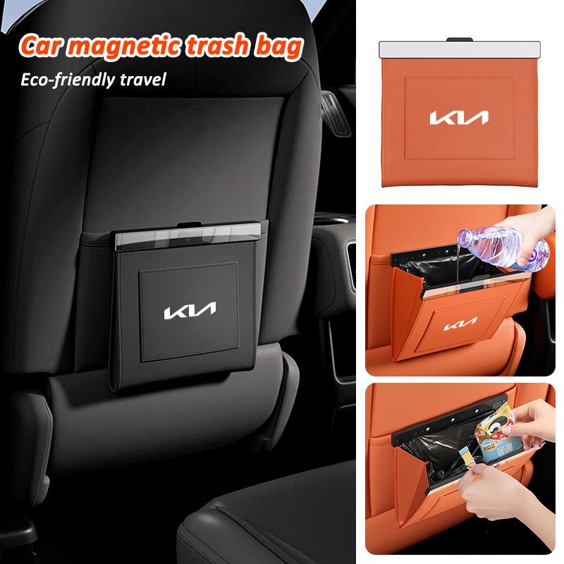 AGX1 For KIA KN Rio Ceed Sportage Cerato Soul Sorento Picanto Optima Niro Premium Car Magnetic Trash Can Folding Hanging Storage Bag