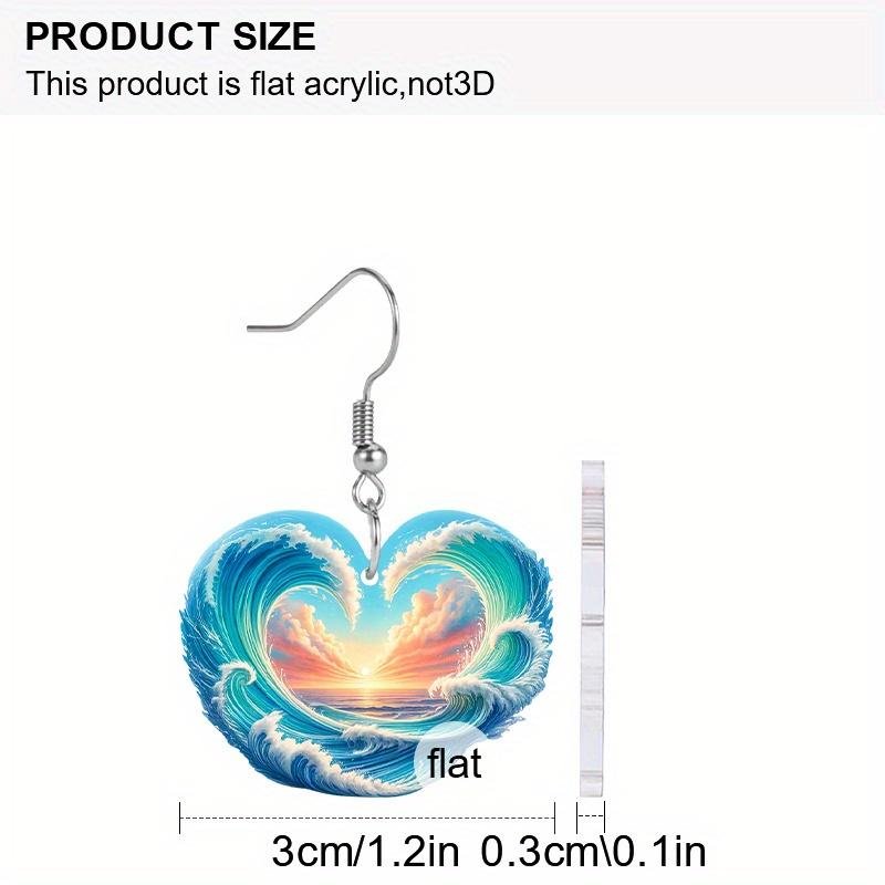 Chic Wave Turtle Acrylic Dangle Earrings For Women 2D Flat Earrings Summer Earrings Y2K Fashion Earrings Vacation Casual Earrings Female Gift
