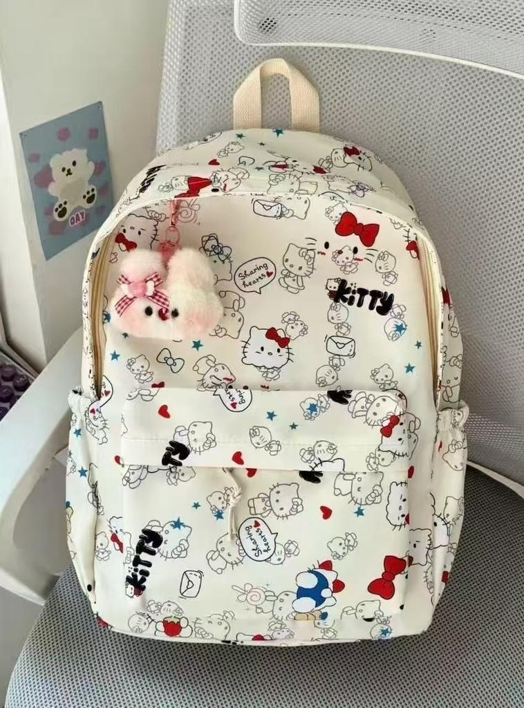 Schoolbag graffiti style full print Hello Kitty versatile schoolbag KT cat print cute backpack large capacity student lightweight backpack