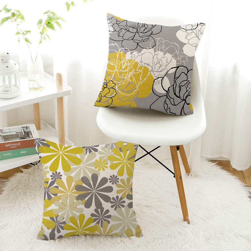 Throw Pillow Cover with Geometric Floral Print for Decorative Sofa Cushion Cover