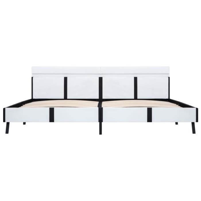 Cadre de lit - vidaXL - Similicuir - 180 x 200 cm - Blanc - LED intégré - 1 place