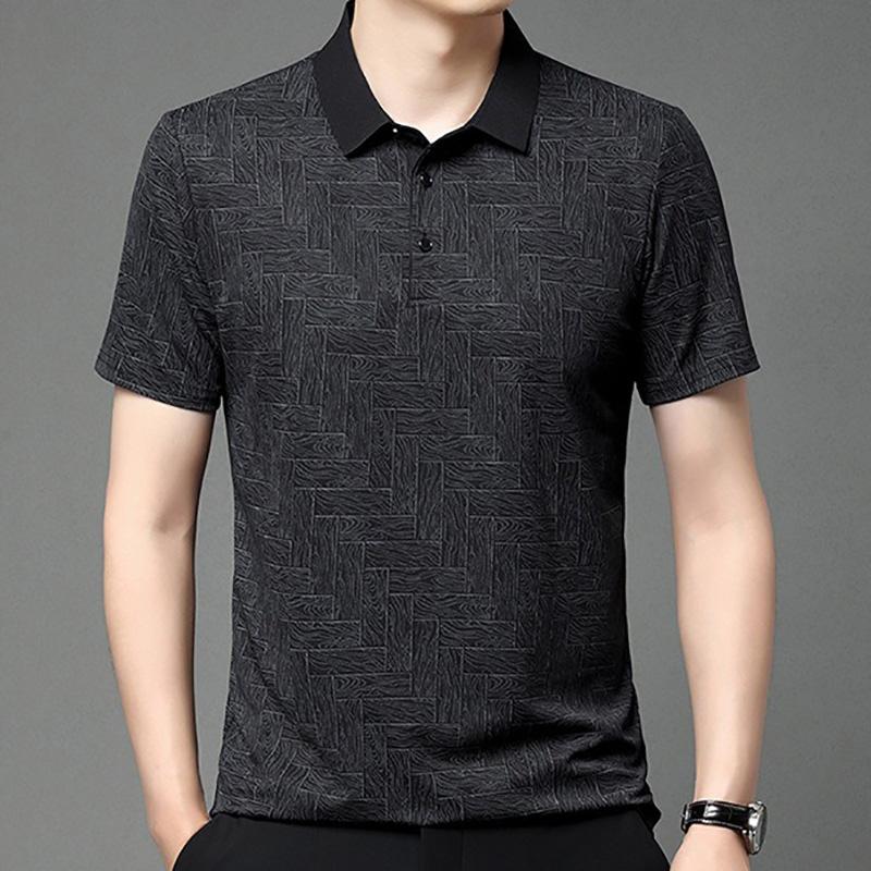 Short Sleeve Polo Shirt for Men Summer New Print Casual Fashion T-shirt Simple Style Lightweight Male Streetwear Cool Feeling