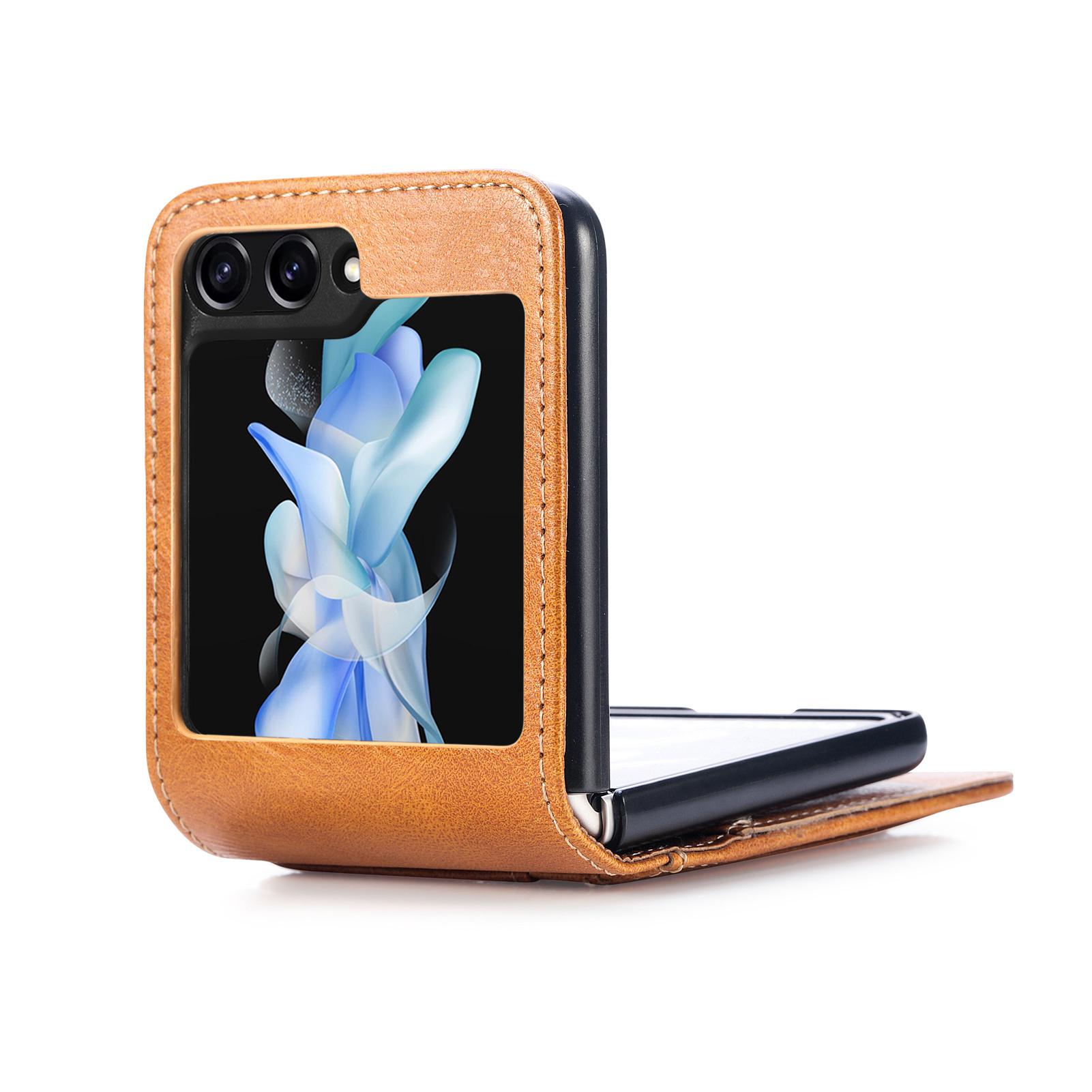 

For Samsung Galaxy Z Flip6 5G Case Leather Phone Cover Card Slots Photo Frame Slot Black