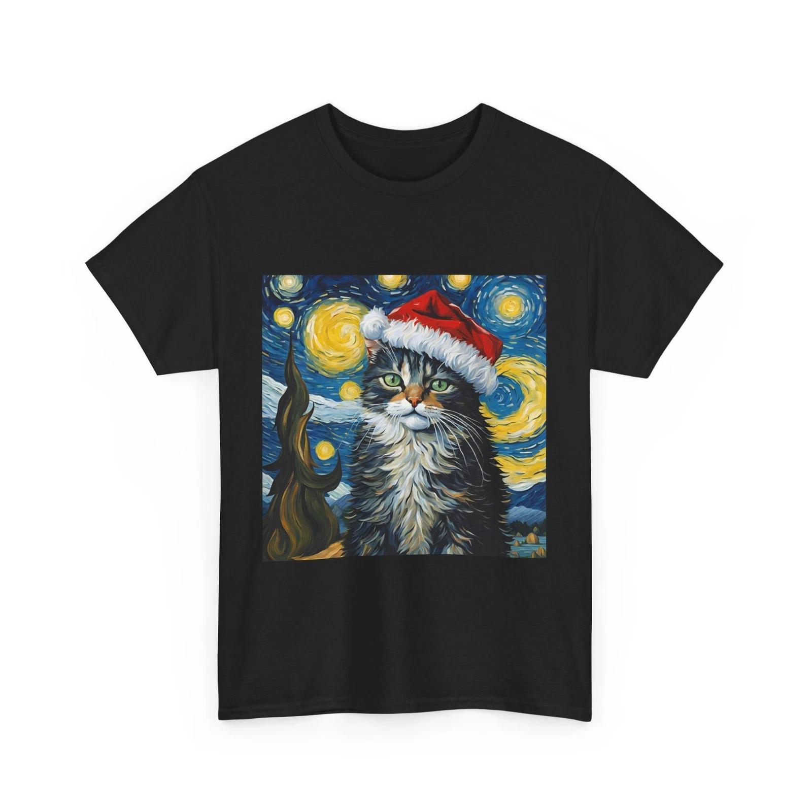 Van Gogh Cat Shirt | Van Gogh Christmas Cat Shirt | Starry Night Cat Shirt | L M