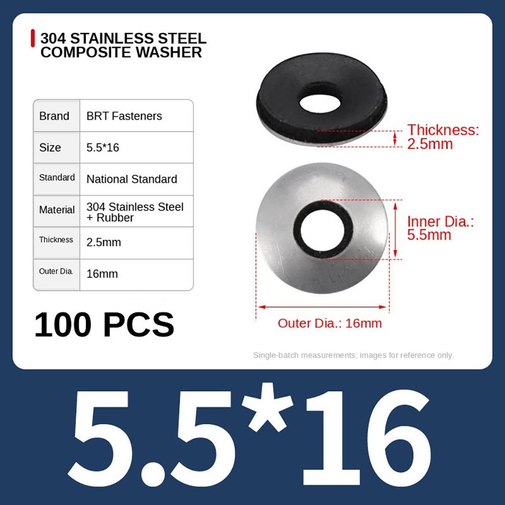 1 Satz 304 Edelstahl EPDM-kaschierte Dichtungsscheiben für selbstbohrende Schrauben Dachbau
