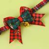Christmas Cat Collar Red Green Plaid Bow Knot Collar Adjustable Bow Collar with Bell for Cats Xmas Dress-up Photo Shoots Prop