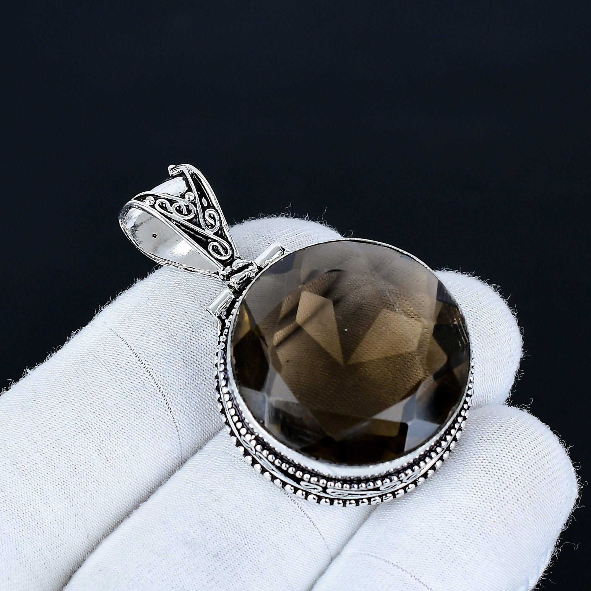 

Smoky Topaz Pendant, 925 Sterling Silver Handmade Jewelry, Smoky Topaz Silver Pendant, Party Wear Jewelry For Women s, Pendant Birthday Gift 4.5 Cm коричневий