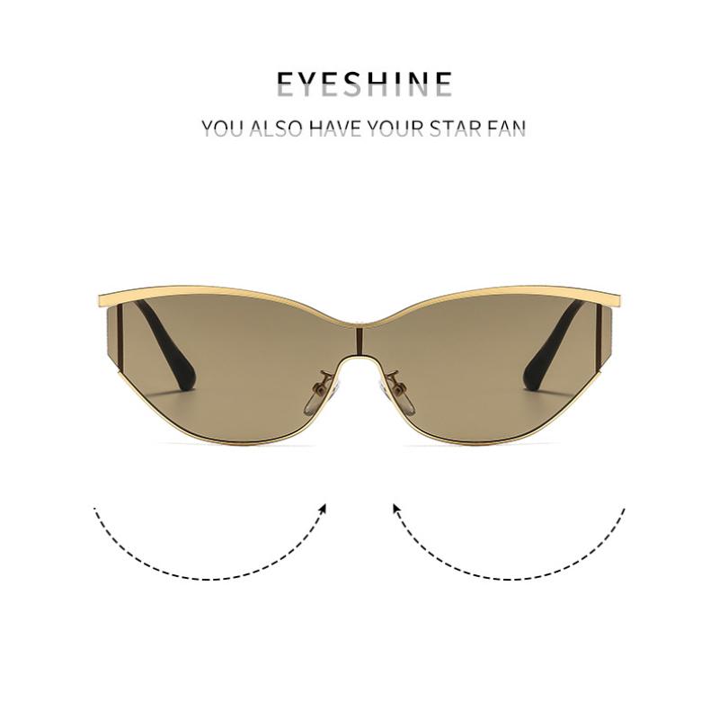 Lunettes de soleil pour femmes, lunettes de soleil de mode en métal monobloc pour hommes et femmes