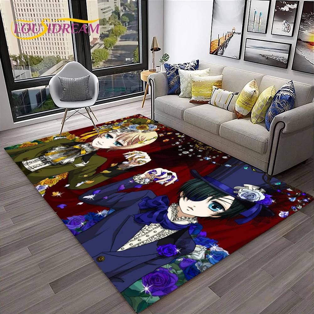 Cartoon Black Butler Anime 3D-Teppich für Zuhause, Wohnzimmer, Schlafzimmer, Sofa, Fußmatte, Dekor, Kinderspielbereich, rutschfeste Bodenmatte