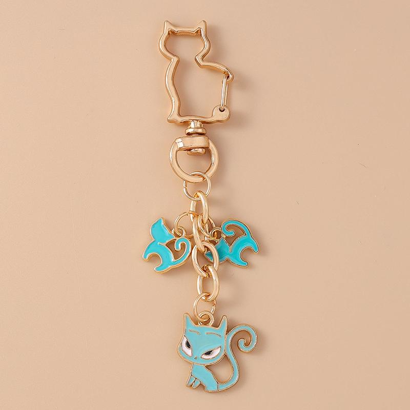 Lovely Enamel Cartoon Cat Keychain Animal Key Ring Pendants for Women Girls Handbag Decor DIY Jewelry Accessories Gifts