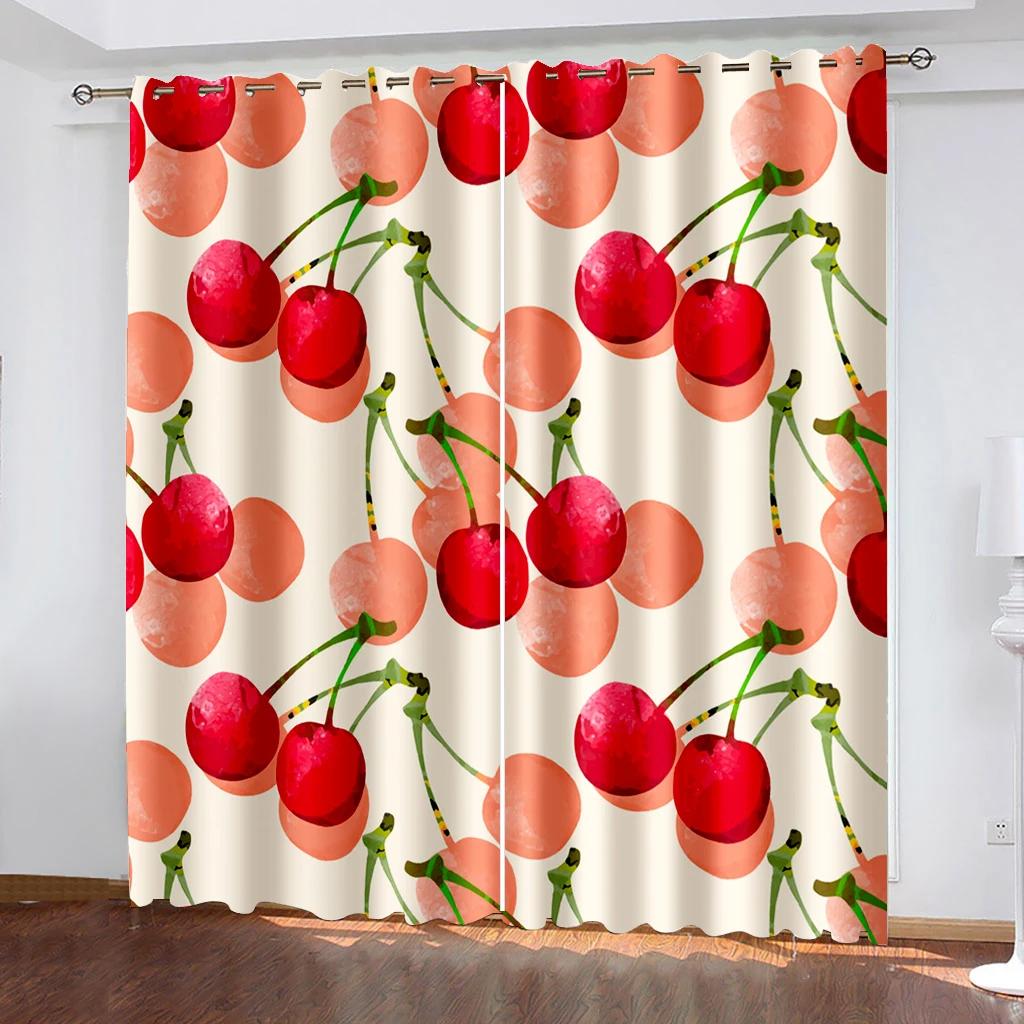 Aquarell Eis am Stiel Frucht Künstlerischer Verdunkelungsvorhang für Schlafzimmer Wohnzimmer Badezimmer Küche Tür Hohe Verdunkelung Heißes Muster