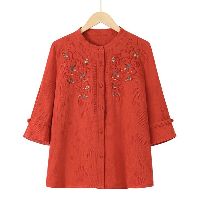 YUZHAOLIN Women s Summer New Chinese Style Round Neck Half-Sleeve Shirt 2XL синий