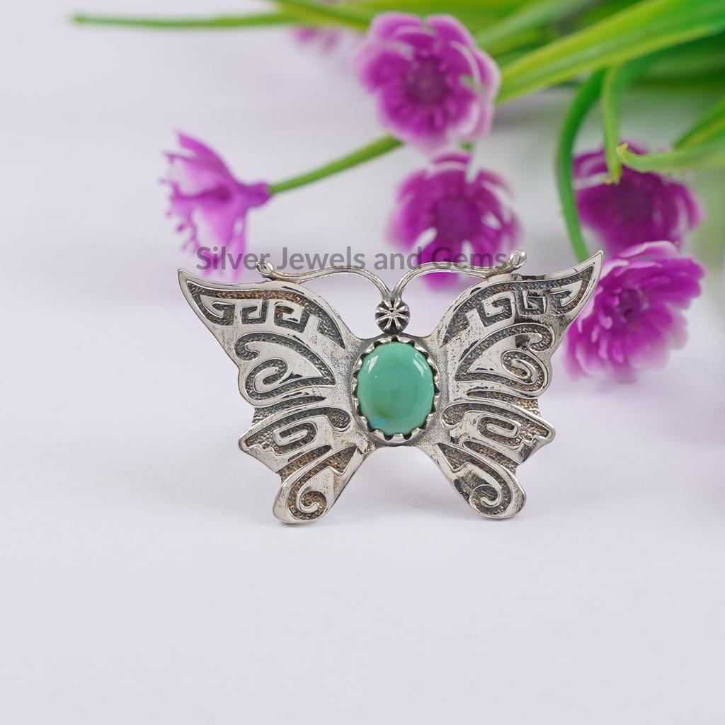 Turquoise Butterfly Ring, 925 Sterling Silver Ring, Southwestern Handmade Ring, Gemstone Ring, Anniversary Ring, Butterfly Ring