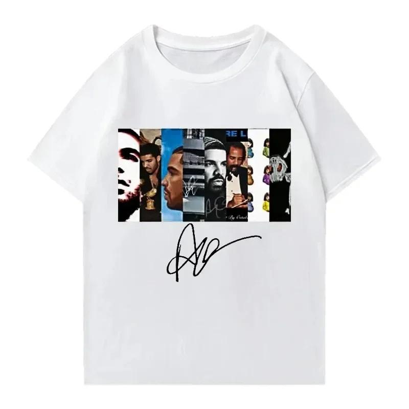 

Summer Rapper Drake Character Printed for Unisex Women Hiphop Fashion Retro Short Sleeved Loose Casual Pure Cotton Tshirt S