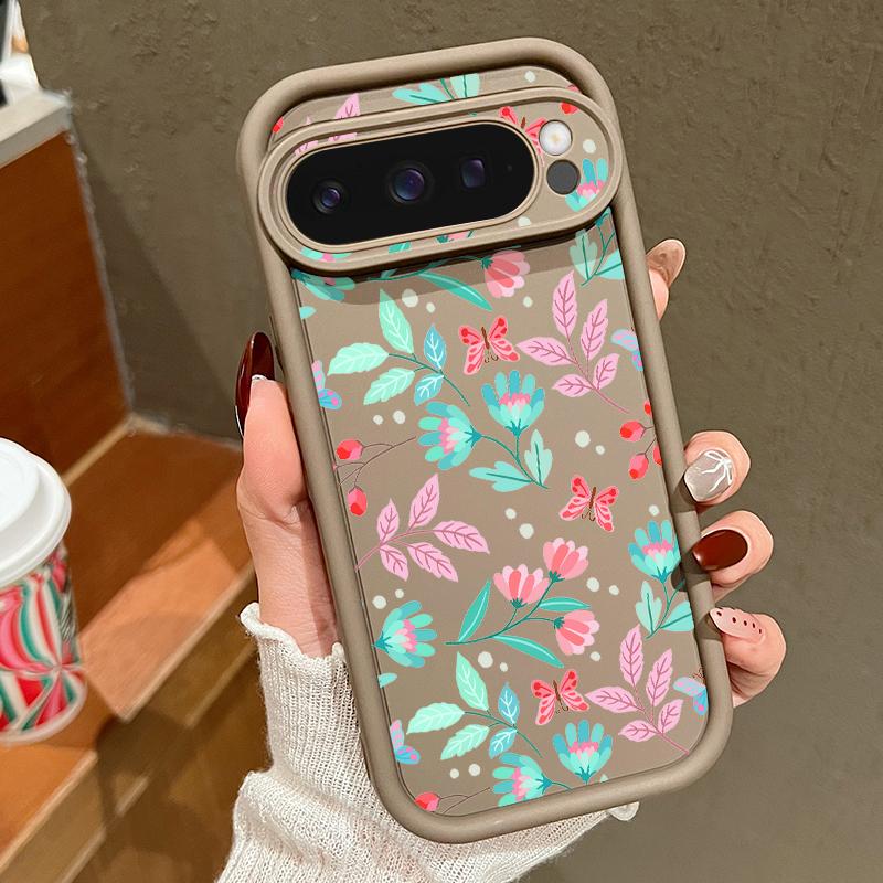 Colorful Floral Print Soft TPU Phone Case For Google Pixel 9 Pro XL 8 Pro 8A Lens Protection Matte Shockproof Bumper Cover