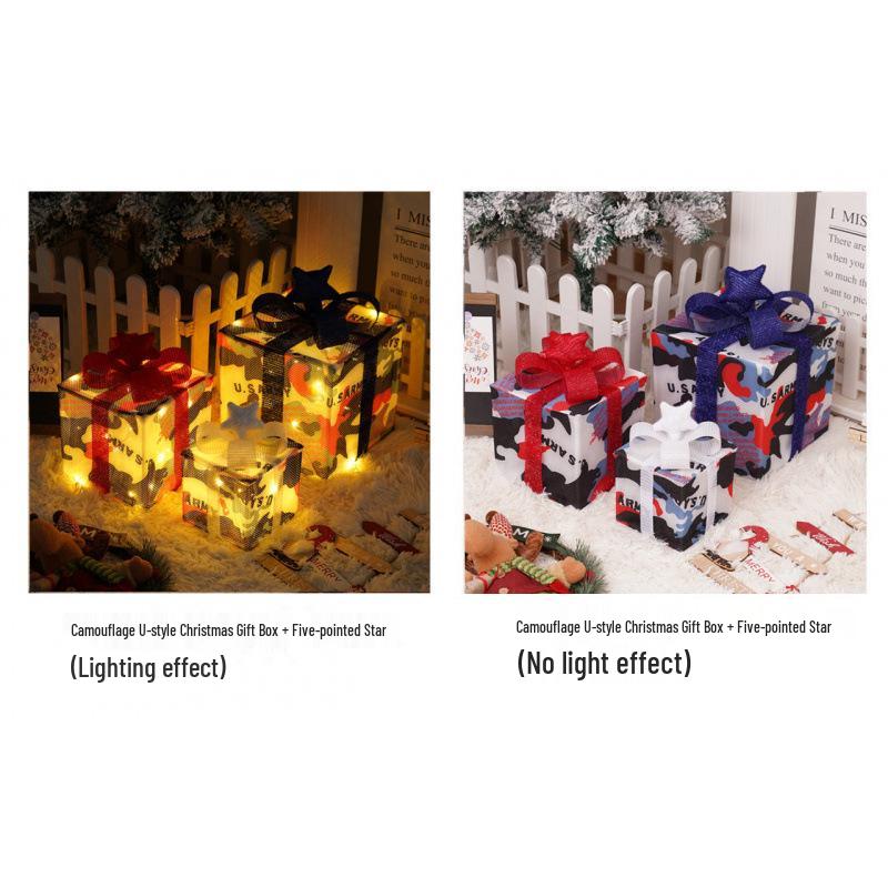 Cross-Border Christmas Luminous Gift Box Set: Outdoor Decorative Lights for Courtyard & Mall Display