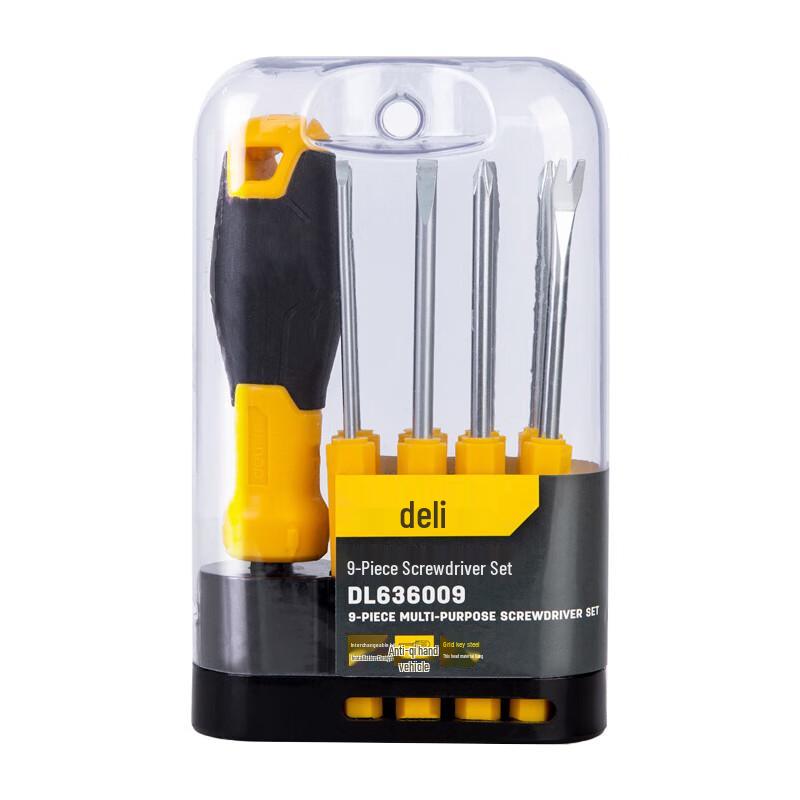 Deli 9-Piece Long Style Replaceable Bit Screwdriver Set 9-piece set