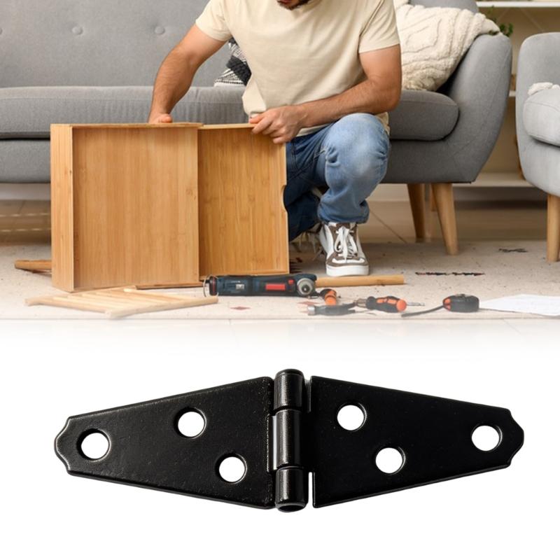 6Pcs Decorative Strap Hinge Black Shed Door Gate Hinges Heavy Duty Door Hinges with Screws for Fence Wood Gate Cabinet Door