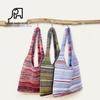 Creative American Style Gradient Color Block Knitted Bag - Vintage Japanese/Korean Inspired Handheld and Crossbody Design