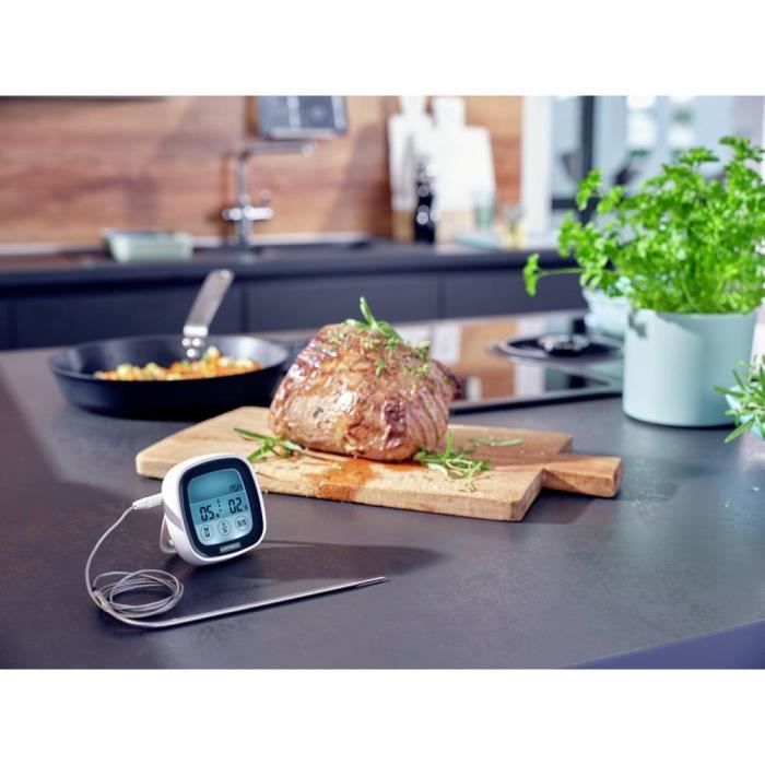 Thermomètre à viande numérique - leifheit - 433468 - écran tactile - 5 préréglages - câble résistant à 380°c