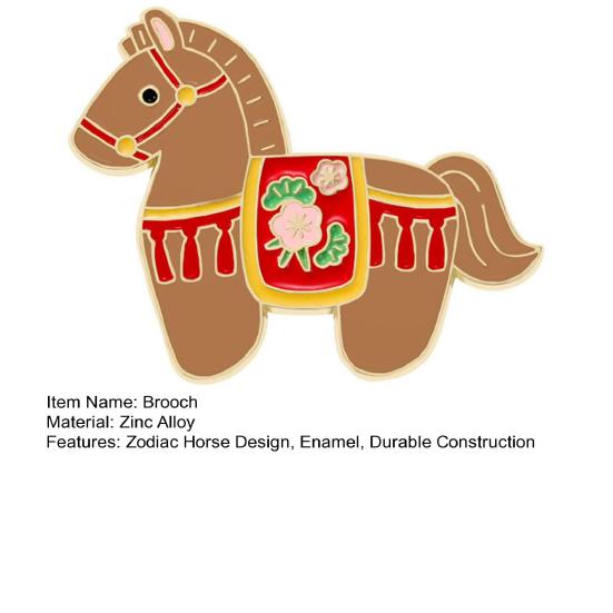 Brooch Pin 2026 Zodiac Horse Brooch Zinc Alloy Enamel Shirt Collars Scarves Badge Traditional Culture Jewelry
