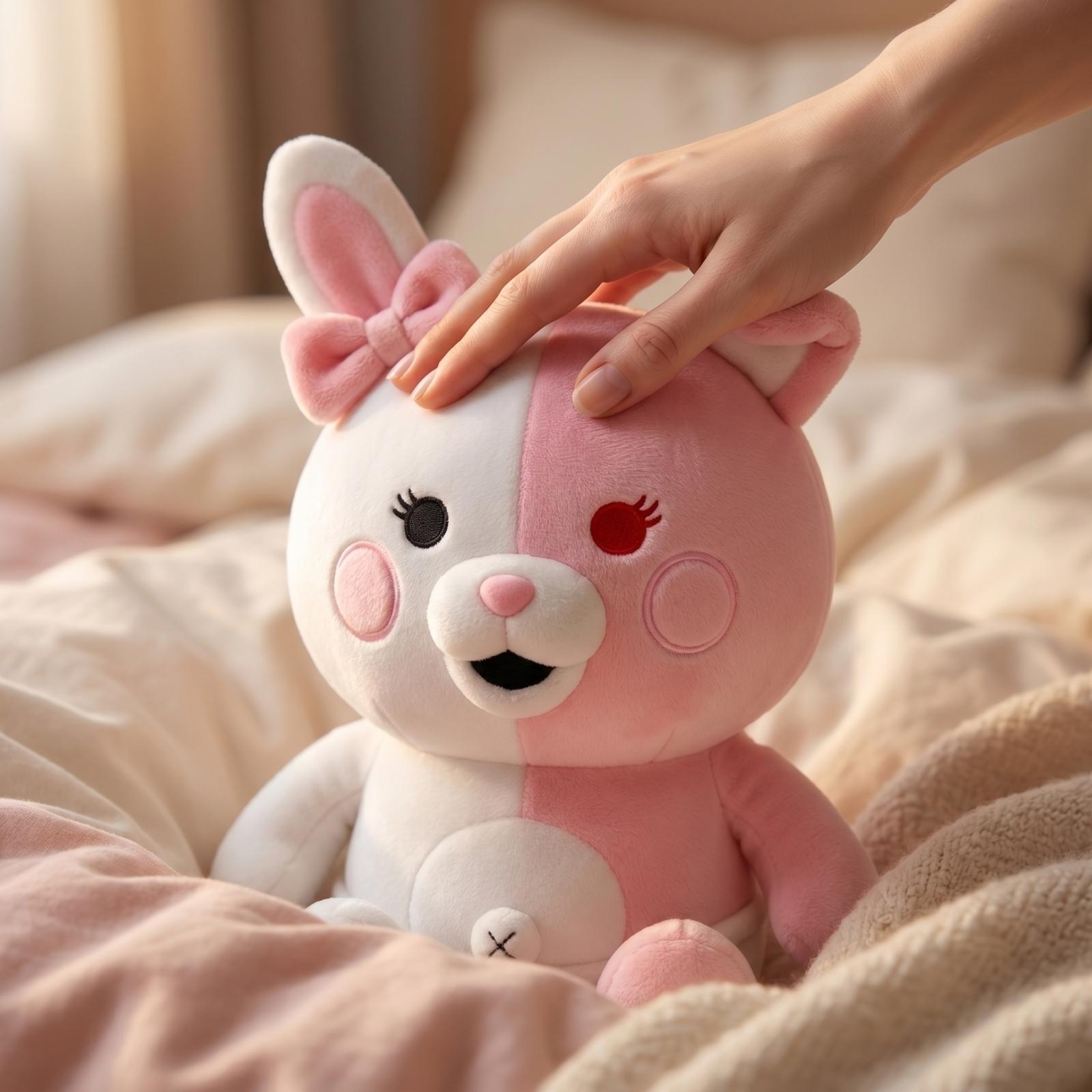 

Plush Stuffed Animal Soft Toy Cartoon Character Teddy Bear with Bow and Buttoned Pants for Kids and Collectors One Size