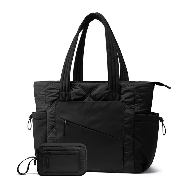 

Women s Quilted Puffer Laptop Tote Bag, Lightweight Puffy Shoulder Bag with 4 Cup Holders, Large Capacity Work Travel Nurse Handbag